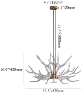 LOVEDIMA Resin Antler Chandelier 9 Light Gold