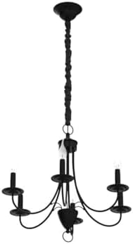 6 Light Black Farmhouse Chandelier with Adjustable Chain