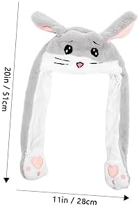 Plush Hamster Hat with Movable Ears for Adults Party Costume Accessory