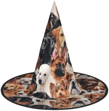 Many Dogs Print Halloween Witch Hat for Parties and Cosplay