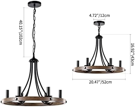 Wagon Wheel Chandelier with 6 Candle Lights