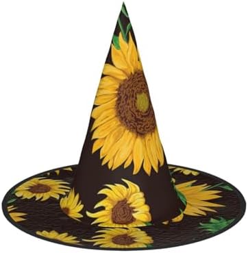 Beautiful Sunflower Print Witch Hat for Halloween and Parties