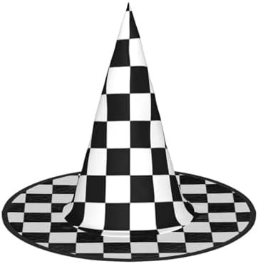 Foldable Black And White Plaid Witch Party Hat
