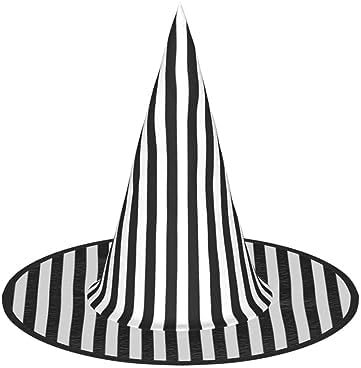 Black White Stripe Witch Hat for Halloween Parties