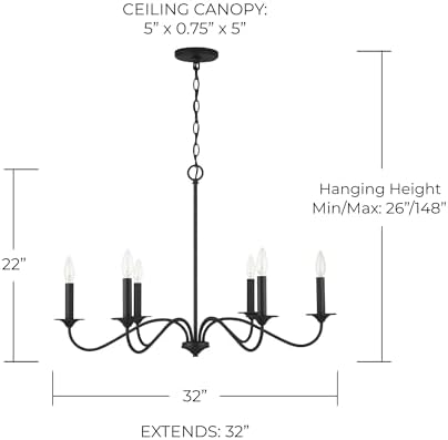 Capital Lighting 437262BI Vincent Classic Candle Chandelier 6-Light