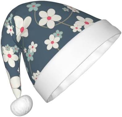 Blue Flower Santa Hat for Kids Christmas Party Headwear