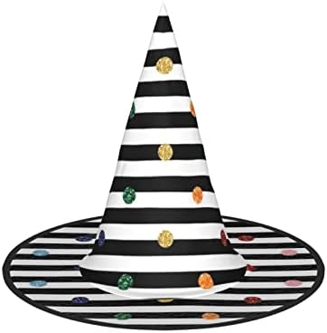 Rainbow Polka Dot Stripe Halloween Witch Hat for Parties