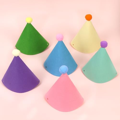 12 Pack Rainbow Cone Hats For Birthday Parties