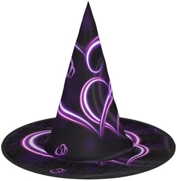 Purple Hearts Print Witch Hat for Halloween Parties