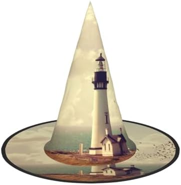 Jbyjbxold Lighthouse Print Witch Hat for Halloween Parties