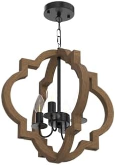 Farmhouse Orb Chandelier 4-Light Rustic Wood