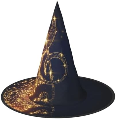 Gold Musical Note Halloween Witch Hat for Party and Costume