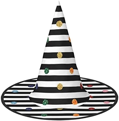 Rainbow Polka Dot Stripe Halloween Witch Hat for Parties