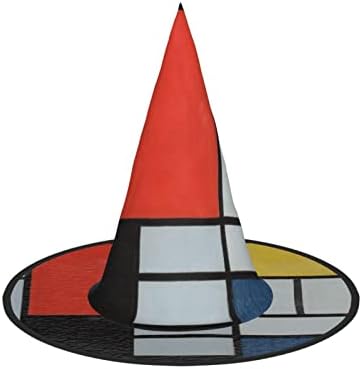 Jbyjbx Red Yellow Blue Black Print Witch Hat For Halloween Parties