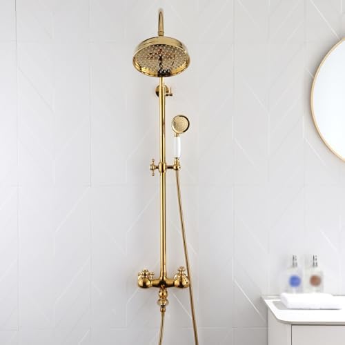 Adjustable Height Wall Light Shower Set with Hand Shower and Rain Head