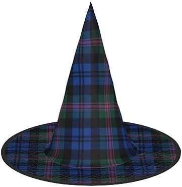 Striped Checked Print Witch Hat for Halloween Parties