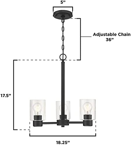 Westinghouse Sylvestre Three Light Indoor Chandelier Matte Black