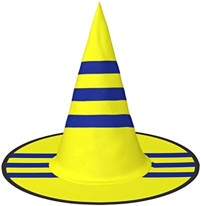 Yellow And Blue Stripes Witch Party Hat For Halloween