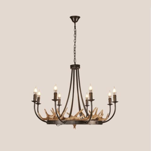 Rustic Deer Antler Chandelier with 8 Lights