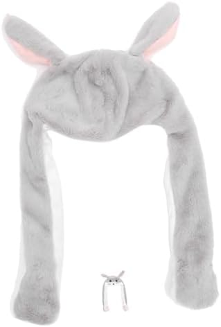 Plush Hamster Hat with Movable Ears for Adults Party Costume Accessory