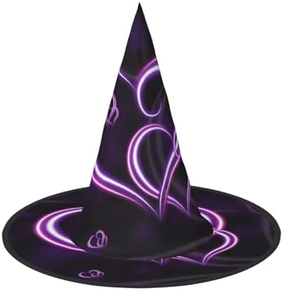 Purple Hearts Print Witch Hat for Halloween Parties