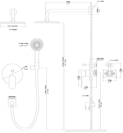 RAGGZZ Modern Shower Set with 5 Settings Handheld and 10 Rain Shower Head