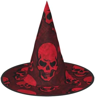 Red Skulls Print Witch Hat for Halloween and Parties