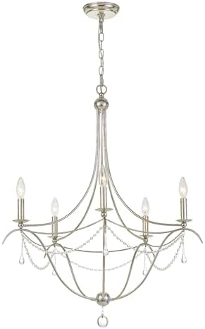 Metro 5 Light Crystal Beads Antique Silver Chandelier 1