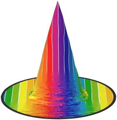 Rainbow Striped Witch Hat for Halloween Parties