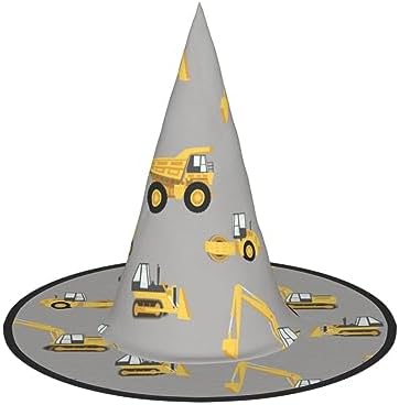 Construction Trucks Print Halloween Witch Hat for Parties