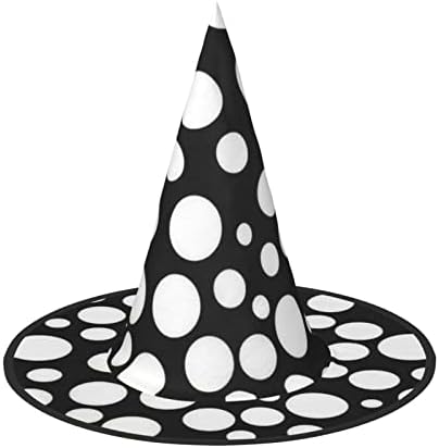 Black And White Polka Dot Witch Hat For Halloween Parties