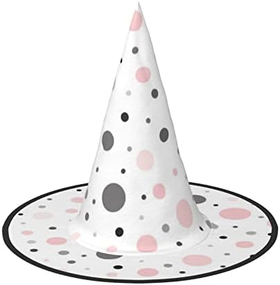 Red Gray White Polka Dot Halloween Witch Hat for Parties and Cosplay