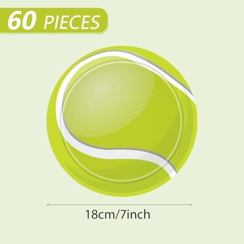 Tennis Themed Party Plates 60pcs 7 Inch Disposable Set
