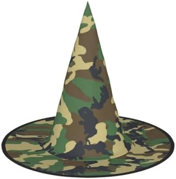 Green Military Camo Print Witch Hat for Halloween Parties