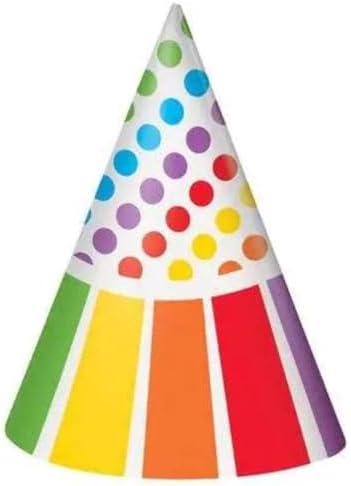 Rainbow Birthday Paper Party Hats 8 Count