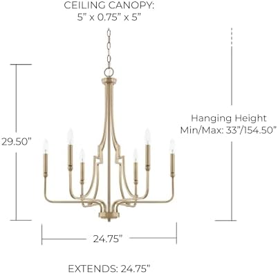 Capital Lighting Dawson Tapered Candle Foyer Chandelier 6-Light