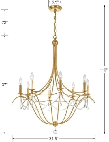 Metro 8 Light Crystal Beads Antique Gold Chandelier 1
