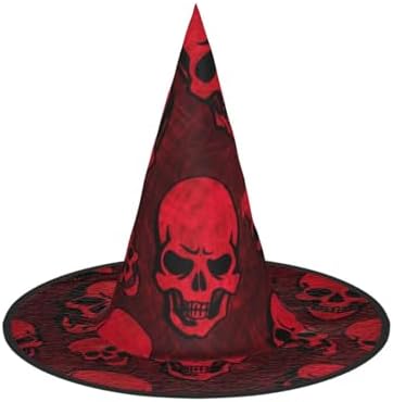 Red Skulls Print Witch Hat for Halloween and Parties