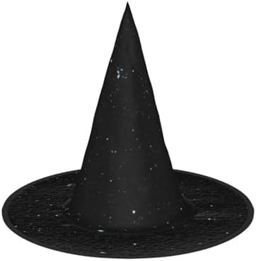Jbyjbx Black Glitter Print Witch Hat for Parties