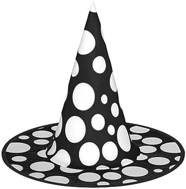 Black And White Polka Dot Witch Hat For Halloween Parties