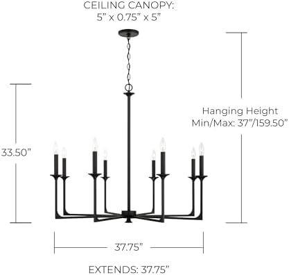Capital Lighting 437381BI Clint Transitional Bold Metal Candle Chandelier