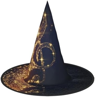 Gold Musical Note Halloween Witch Hat for Party and Costume