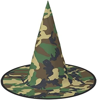 Green Military Camo Print Witch Hat for Halloween Parties