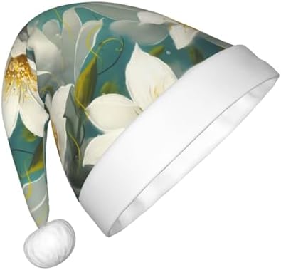 White Flowers Watercolor Santa Hat for Kids