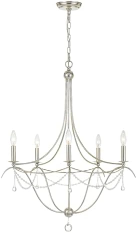 Metro 5 Light Crystal Beads Antique Silver Chandelier 1