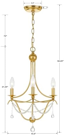 Crystorama Metro 3 Light Antique Gold Chandelier