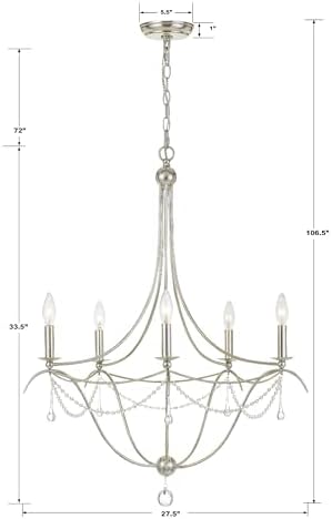 Metro 5 Light Crystal Beads Antique Silver Chandelier 1