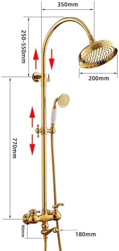 Adjustable Height Wall Light Shower Set with Hand Shower and Rain Head