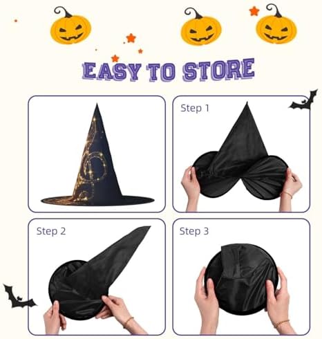 Gold Musical Note Halloween Witch Hat for Party and Costume