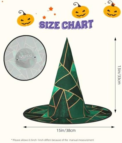 Black And Gold Geometric Print Halloween Witch Hat For Party And Cosplay